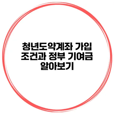 청년도약계좌 가입 조건과 정부 기여금 알아보기