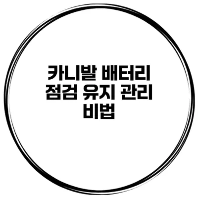 카니발 배터리 점검 유지 관리 비법