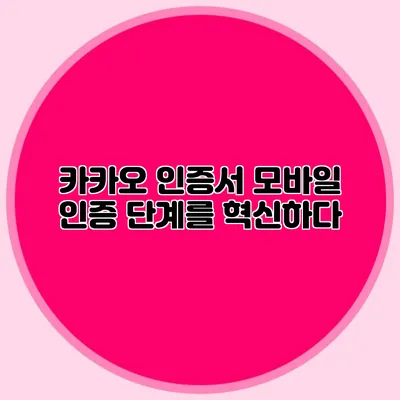 카카오 인증서 모바일 인증 단계를 혁신하다