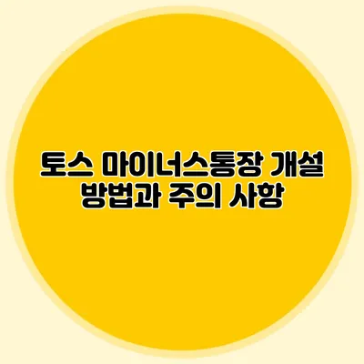 토스 마이너스통장 개설 방법과 주의 사항