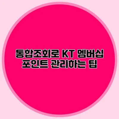 통합조회로 KT 멤버십 포인트 관리하는 팁