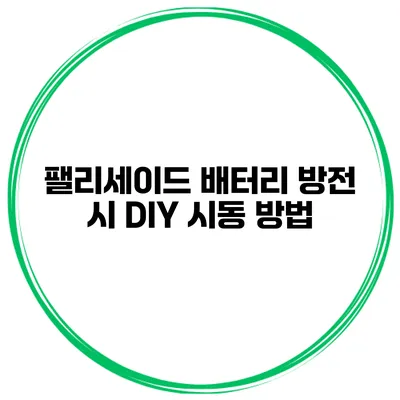 팰리세이드 배터리 방전 시 DIY 시동 방법