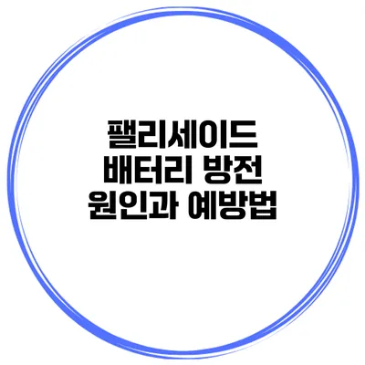 팰리세이드 배터리 방전 원인과 예방법