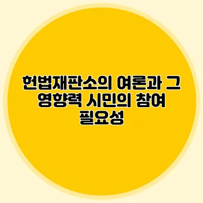 헌법재판소의 여론과 그 영향력 시민의 참여 필요성