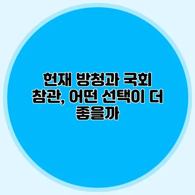 헌재 방청과 국회 참관, 어떤 선택이 더 좋을까?